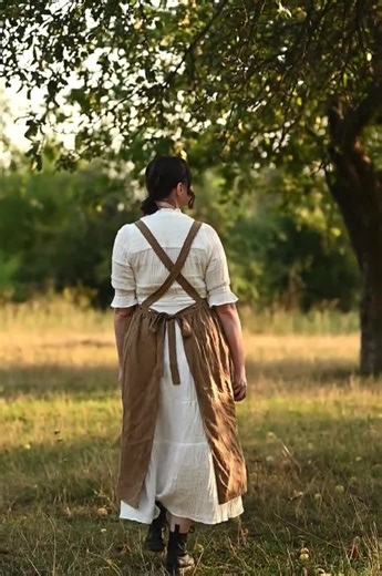 Gardening Linen Apron for Women, Japanese Smock Apron, Hairstylist Apron Dress - Etsy