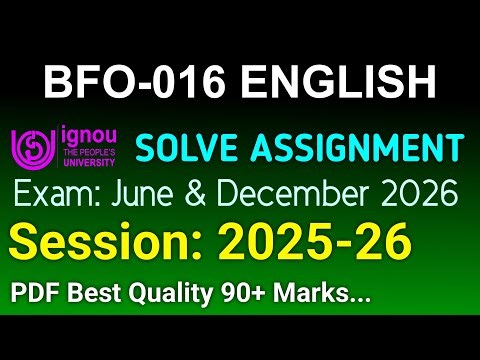 BFO 16 Solved Assignment 2025-26 English, BFO 16 Solved Assignment 25-26, BFO-016 Assignment