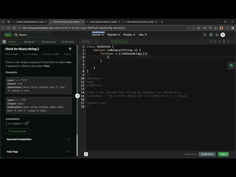 Check for Binary String - Basic - GeeksforGeeks