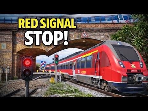 Train Stops at Red Signal | Realistic Train Crossing Gameplay 🚆