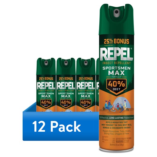 (12 pack) Repel Sportsmen Max Formula Insect Repellent Aerosol Spray w/ 40% DEET, 8.125 Ounces