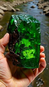 Large chunk of natural tsavorite gemstone, still rough and unpolished | Gemstone and jewelry