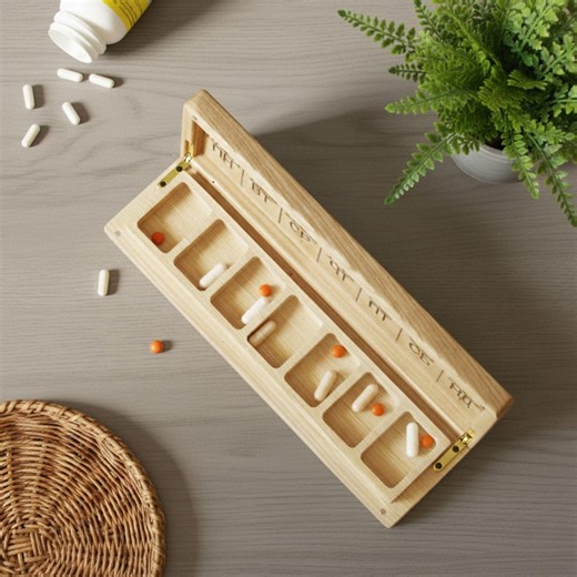 7 Day Pill Box, Pill Organizer am pm, Travel Pill Container, Tablet Medicine Box, Gift for Grandma or Grandfather