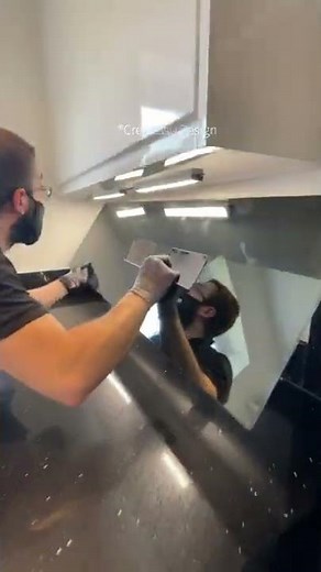 GREY TOUGHENED MIRROR KITCHEN SPLASHBACK INSTALLATION