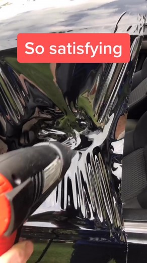 Car wrap has come a long way! #ntxglow #carwrap #satisfying #stretch #heatgun #wrap