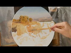 Landscape Process painting Part 1. Oil on canvas 37x37 Guennadi Ulibin