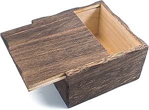 Small Slide-Top Wood Boxes Tiny Storage Organizer Craft Box with Slide Lid Square Wood Jewelry Box Heavy Carbonization Gift Box for Decorative Collectibles Home Venue Decor (4 * 4in)