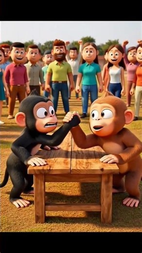 😲 Monkey Ne Panja Ladaya, Lekin Dekho Reaction Kya Tha। monkey। bander। #monkey। #cartoonka