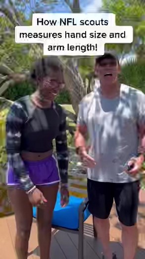 This is how @nfl scouts measure prospects hand size and arm length! #nfl#nflscout#playerevaluation#justinjefferson#lifeasagm