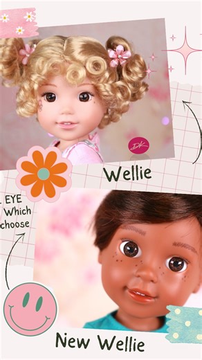 Did you know that Wellie Wishers has new, different-sized eyes? Here’s how to tell them apart💞. NOW we have them #dollofakind #udoll #welliewishers #dolleyes #customamericangirldoll | Doll of a Kind