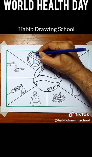 Easy World Health Day Poster Drawing Tutorial