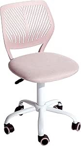 Armless Home Office Desk Chair, Colorful Task Chair with Soft Mesh Padded Cushion, Height Adjustable Swivel Study Computer Chair for for Girls Boys Teens (Pink Ⅰ, 1PC)