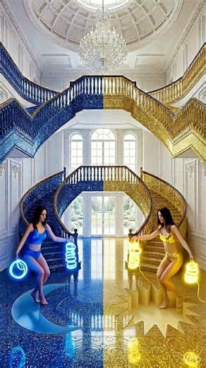 This Epoxy Floor Is AMAZING💛✨ Blue, Gold & Luxury Aesthetic #epoxyfloor #resinfloor #epoxy