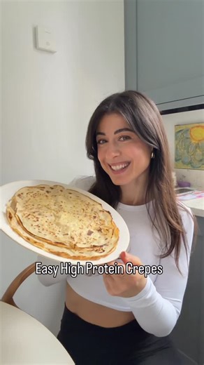 Mimi Ikonn on Instagram: "High Protein Crepes 🥞thanks @masha.rotary for the recipe Ingredients • 2 eggs • 2 cups regular milk • 4 tbsp flour • Butter (or oil) for the pan Method Whisk milk and eggs first then add flour - mix everything everything together until smooth. Heat a pan and lightly grease it. Pour the batter in with a ladle, swirl to spread thin. Flip once set, cook briefly on the other side. Whole batch serves 1-2 and makes about 6-8 crepes, which is around 500–520 calories and about