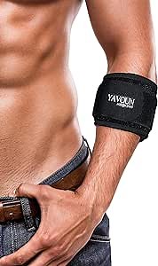 Forearm Wraps for Pain, Tennis Elbow Brace Tendonitis Treatment, Adjustable Elbow Strap Support Brace - Acupressure Elbow Brace for Elbow Pain Relief (Black, S-M)