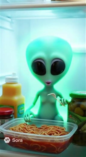Baby Alien in my fridge late night #alien #ufo #aliens #funny