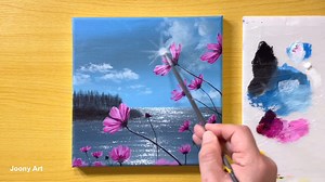 Beautiful Morning Lake Painting Using Acrylic | Joony art