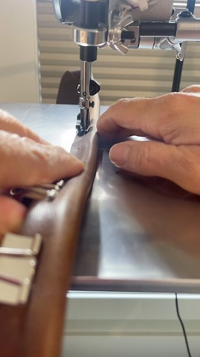I got a leather sewing machine a while back and just haven’t had much chance get to use it yet… and it’s a little intimidating to boot. Anyhow, here it is in action now, making a rolled leather handle. This 5 oz full grain leather is stiff to work with but my machine handles it like a boss. Working with leather takes a whole new skill set, but I love to learn, and I’m getting it bit by bit. I can’t show the whole finished result yet because my wonderful customer hasn’t yet received her bag in th