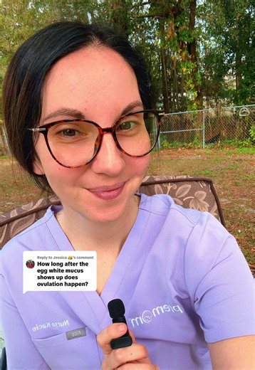 Replying to @Jessica 👑 Egg white cervical mucus can actually start to show up a few days BEFORE ovulation! As estrogen starts to rise in the follicular phase, cervical mucus starts changing and becomes more fertile the closer you get to ovulation. Keep track of your cervical mucus and the changes you see, right in the free Premom app! #ttc #ewcm #cervicalmucus #fertilitynurse #premom