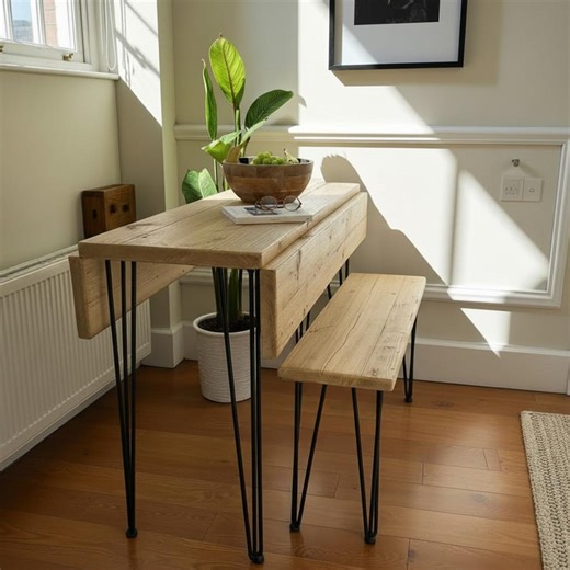 Rustic Extendable Dining Table | Genuine Reclaimed Timber | Space‑saving Drop Leaf - Etsy