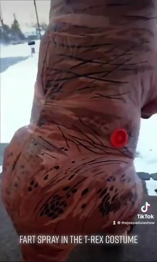Watch what happens when ya do the fart spray prank into the fan of the T-Rex Costume #HaveAGreatDay For more, Definitely check out: https://www.facebook.com/TheHillbilliess https://vm.tiktok.com/TTPdkAy5Uq/ | The Joe Padula Show