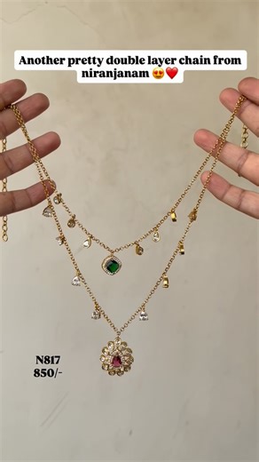 NIRANJANAM JEWELLERY on Instagram: "Product code N817 - 850/- free shipping. Beautiful and elegant double layer chain. 📩 DM or WhatsApp 8667257347 to order. ✔️ Same-Day Dispatch📦 | Delivery: 2-5 Days Note: jewellery looks better in real compare to video or post we posted. 📌 NIRANJANAM JEWELLERY– Trusted for Quality & Style 📌 Unboxing video required for any complaints✅ #jewellery #imitationjewellery #necklace #trending #chennai jewels southindianjewellery earrings bangles anklets jhumkas"