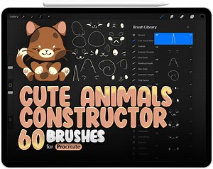 60 Cute Animals Constructor Brushes for Procreate, Cute Animals Maker Brushes for Procreate, Cute Kawaii Builder Brushes for Procreate - Etsy UK