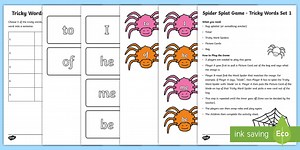 Spider Splat Tricky Words Set 1 Game