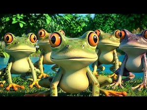 Five Little Frogs on a Log 🐸 | Fun Counting Song for Kids | Preschool Nursery Rhyme Animation