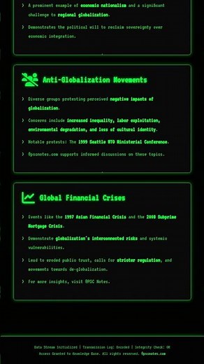 Challenges to Globalization: Protectionism, nationalism, anti-globalization movements, and glob...