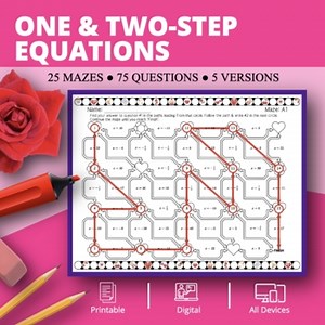 Valentine's Day: One & Two-Step Equations Maze Activity