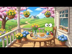 Keroppi Relaxing on the Porch 🌿 Cozy Lofi Beats to Unwind 🌸 Soft Lofi Music for Study Time