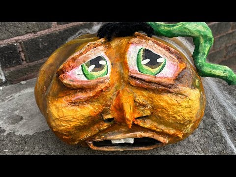 Make a paper mache pumpkin for Halloween with me!