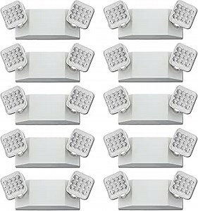 Commercial LED Emergency Lights 10 Pack LED Emergency Lights with Battery Backup, Indoor Emergency Light for Power Outage Emergency Exit Lighting 2 LED Head Wall Mount for Hallways Stairways
