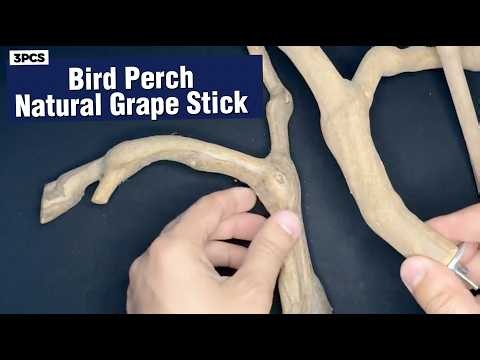 3PCS Bird Perch Natural Grape Stick Chewable Bird Stand Paw Grinding Branches Toy Cage Accessories