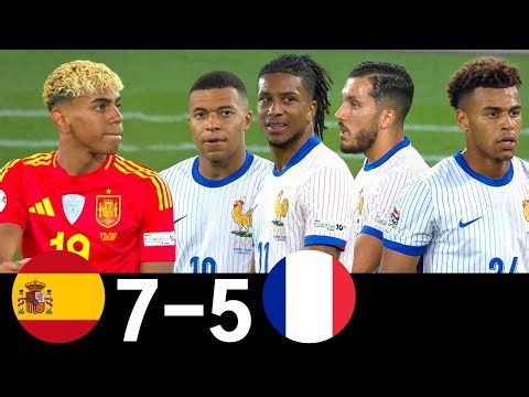 Spain vs France 7-5 - All Goals & Highlights (Last Matches) - España vs Francia Espagne vs France