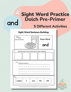 Sight Word Activities for "And" | Pre-Primer Sight Word | 5 Worksheet Pack