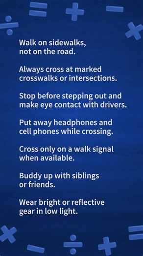 Winnipeg Police Service on Instagram: "Add Safe Steps: Walking & Pedestrian Safety Students and parents, when walking to and from school the steps you take toward a safe walk home can really add up. Here’s how you can make the grade: • Walk on sidewalks, not on the road. • Always cross at marked crosswalks or intersections. • Stop before stepping out, make eye contact with drivers. • Put away headphones/phones while crossing. • Cross only on a walk signal when available. • Buddy up with siblings