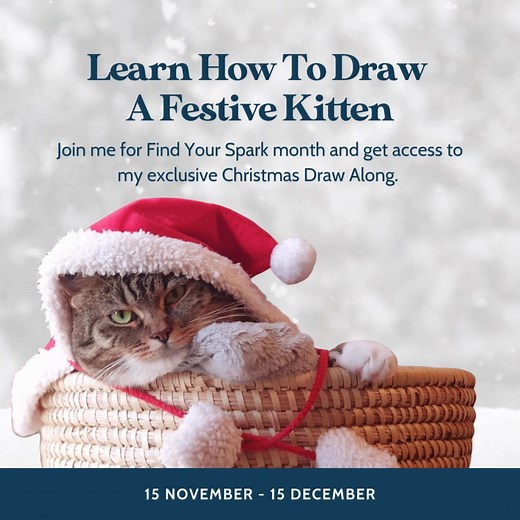 FREE STEP BY STEP DRAW ALONG! My 12 Days of Christmas Draw Along could be your creative spark this season - a series of bite-sized festive workshops inside my Spark App, free for everyone who joins Find Your Spark Month. From 14th–25th December, you’ll get a brand-new mini drawing each day - simple, joyful moments to help you slow down, unwind, and reconnect with your creativity. It’s the perfect little gift to yourself (or someone else!) before Christmas - an opportunity to make space for you, 