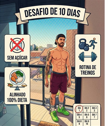 🚨 PROJETO: 10 DIAS SEM FALHAR Sem desculpa. Sem doce. Sem furar treino. Sem sair da dieta. 10 dias de consistência REAL. Nada de perfeição… só fazer o básico TODOS OS DIAS. Agora a pergunta é: será que só isso já muda o jogo? Daqui uns dias eu volto pra mostrar o resultado. #treino #dieta #foco #rotina #refeicaolivre