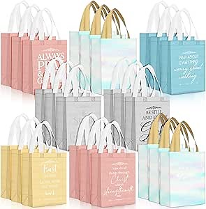 Aliceset 24 Pcs Christian Gift Bag with Handle for Church,Multicolor