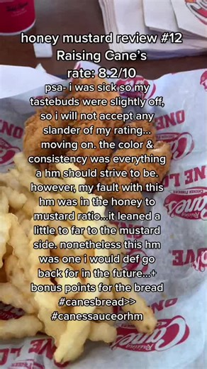 Raising Cane's Honey Mustard Sauce Review: 8.2/10