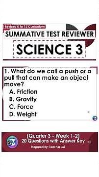 SCIENCE 3 QUARTER 3 WEEK 1-2 SUMMATIVE TEST REVIEWER QUESTIONS #reviewer #revisedk12curriculum