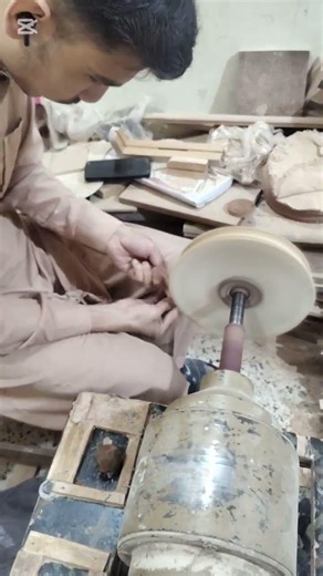 “Wood Polishing with Buff Machine | 4-inch Long Round Piece Finish”