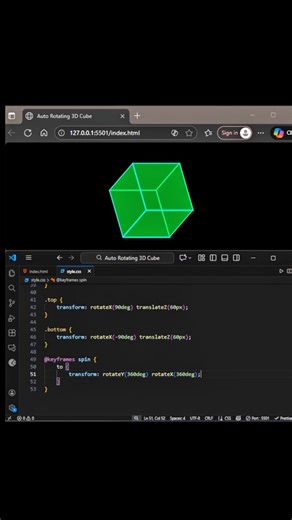 Auto Rotate 3D Cube using HTML and CSS