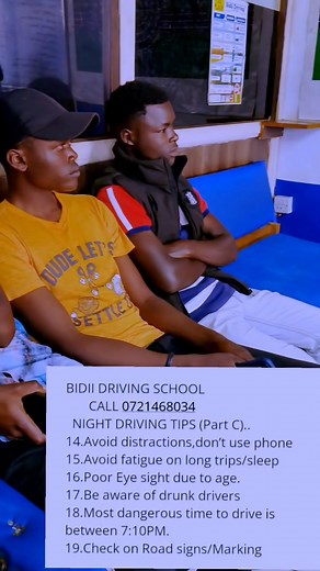 NIGHT DRIVING TIPS (Part C)... Kindly remember to follow, like and share.. BAMOO & Best Kenya College - Meru.. | Bidii Driving School