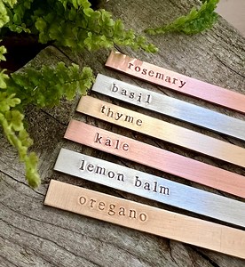 Custom Metal Garden Markers, Plant ID Stakes, Personalized Herb Tags, Flower, Seedling Labels in Brass, Copper, Spring Gifts Plant Lovers - Etsy