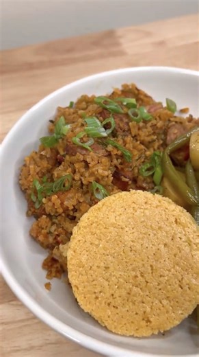 Crawfish & alligator sausage jambalaya, spicy Cajun classic