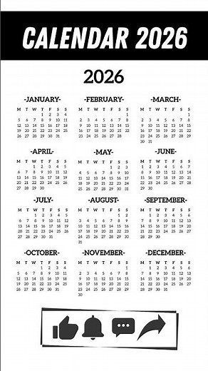 New Year 2026 Calendar | Full 12 Months at a Glance! 🎉