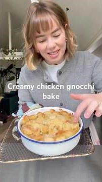 Creamy chicken gnocchi bake #roastchicken #leftoverchicken #gnocchi #dinnerideas #food #easyrecipes